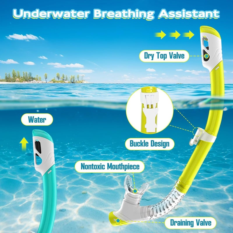 ZipAura Snorkeling Gear for Kids, Kids Snorkel Set for Ages 3-14, Anti-Fog Diving Mask and Dry Top Snorkel Combo Set, Unisex Swimming Goggles - Image 4